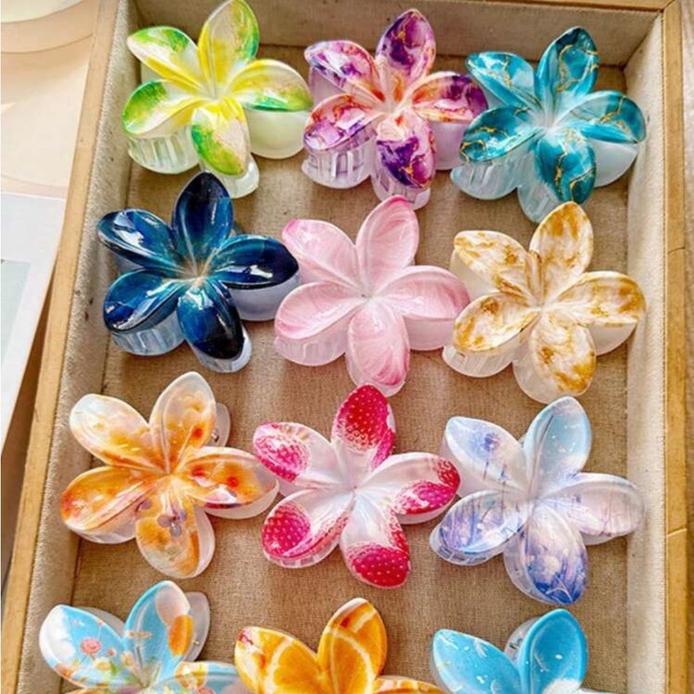 Colorful Resin Flower Phone Grips - Pack of Floral Pops Claw Clips